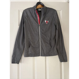 Chicago Bulls Women’s Gray Lightweight Athletic Full Zip Collared Jacket Sz‎ S